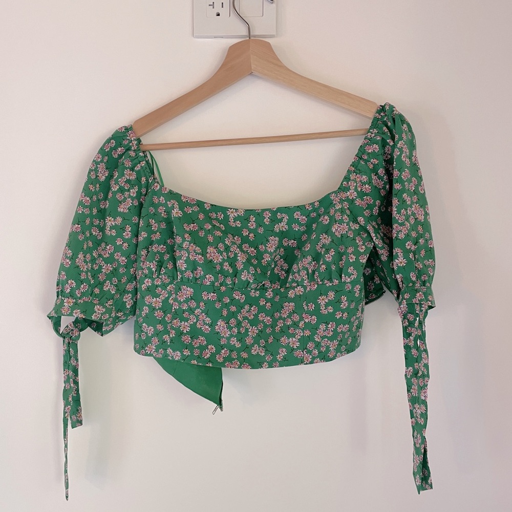 Green Floral Top